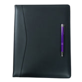Classic Black Leather Padfolio with Zipper